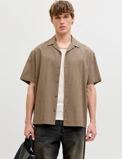 Jack & Jones Jjesummer Linen Blend Resort Shirt Ss Sn Beige S Jack & Jones Jjesummer Linen Blend Resort Shirt Ss Sn Beige S