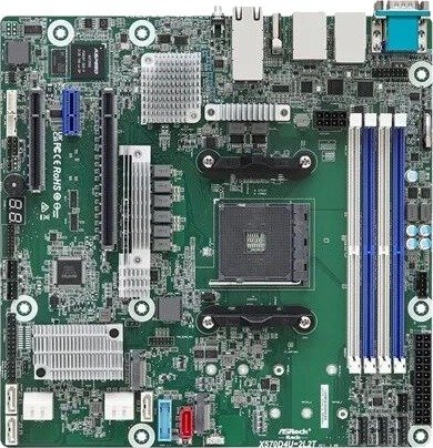 ASRock Rack X570D4U-2L2T/BCM Hovedkort Micro-ATX Socket AM4 AMD X570 DDR4 X570D4U-2L2T/BCM