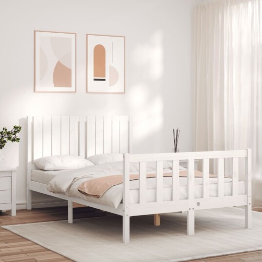 vidaXL Sengeramme med hodegavl hvit 120x200 cm heltre