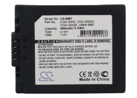 Cameron Sino Batteri til Panasonic Lumix DMC-FZ1/FZ10