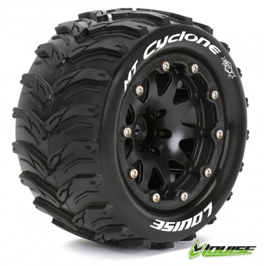 LouiseRC 3310SB Tires & Wheels MT-CYCLONE 1/10 Black Beadlock 0