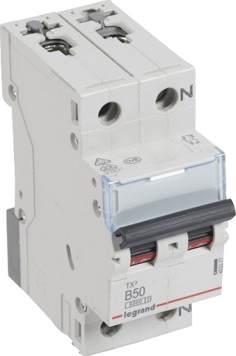 Legrand 5 stk TX³ MCB automatsikring B50 1P+null 2M 6/6kA