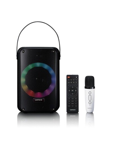 Lenco BTC-060 Bærbar Karaokesystem med Bluetooth og RGB-lys - Svart Lenco BTC-060 Bærbar Karaokesystem med Bluetooth og RGB-lys - Svart