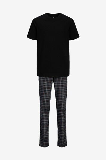 Jack & Jones Junior Sett jacBasic Tee And Woven Pants Giftb Jnr Svart