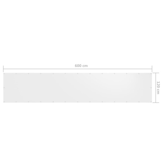 vidaXL Balkongskjerm hvit 120x600 cm oxfordstoff