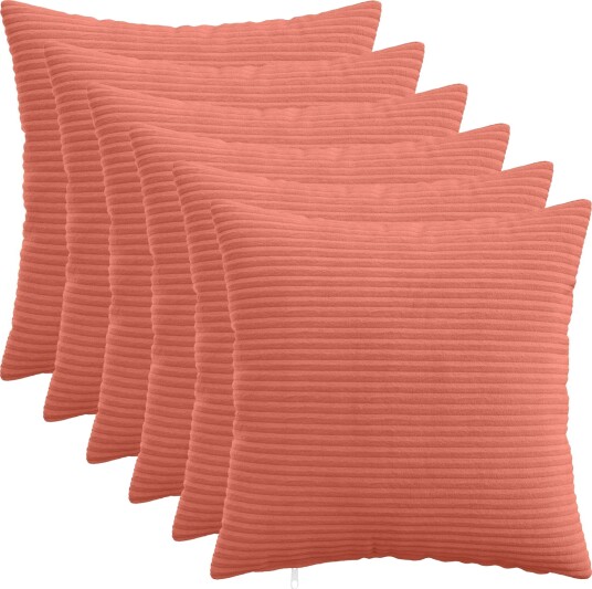 vidaXL Putetrekk 6 pcs HEERLEN Rød oransje 45 x 45 cm cordfløyel