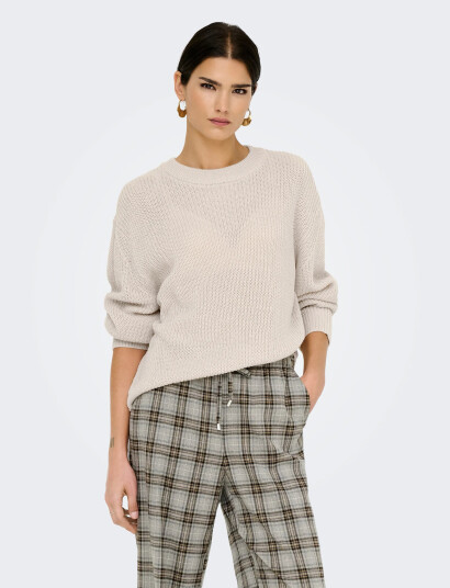 ONLY Onlmilouz Ls Rib Pullover Knt Noos - Cream - XS ONLY Onlmilouz Ls Rib Pullover Knt Noos - Cream - XS