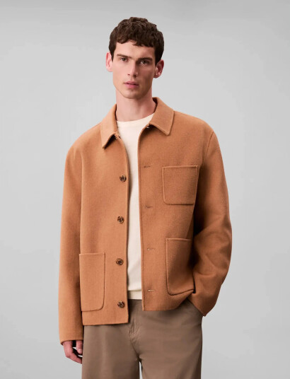 Calvin Klein Ls Double Face Wool Blend Chore - Beige - L