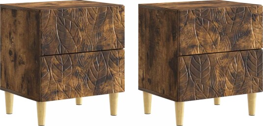  Nattbord 2 pcs Røkt Eik 43 x 34,5 x 48 cm Konstruert tre