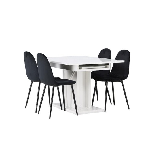 Venture Home Spisegruppe Venture Home Pluto med 4 Polar Fløyel Stoler GR23604