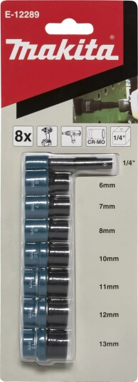 Makita Piper E12289 & Pipeholder-Sett 1/4", 6-13 mm, 8 Deler