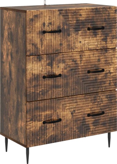 vidaXL Skuffeskap Røkt Eik 66 x 34,5 x 89,5 cm Konstruert tre