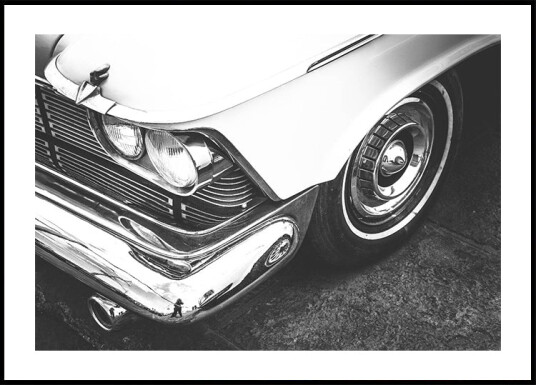 Classic Vintage Car Close Up Black & White Plakat Plakat / 100x150cm