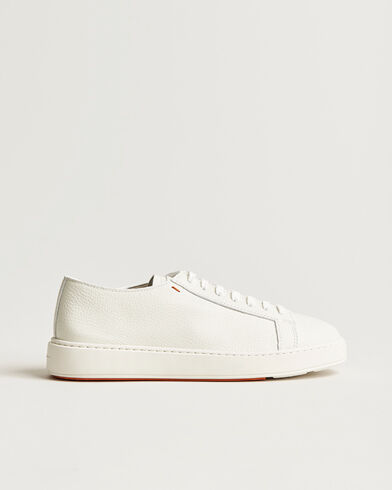 Santoni Low Top Grain Leather Sneaker White Calf Santoni Low Top Grain Leather Sneaker White Calf