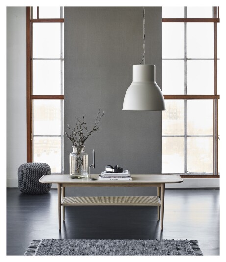 Haslev Møbelsnedkeri Athene Sofabord 01 m. rotting hylle, 150x60, Hvitoljet eik