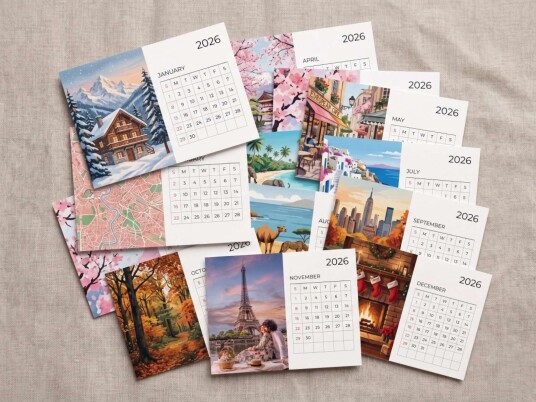 Personlige Månedlige Fotokalender Klistremerker – 12x9 cm Sett med 12