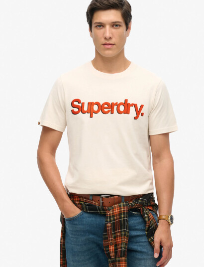 Superdry Classic Core Logo Shadow Tee - Beige - M Superdry Classic Core Logo Shadow Tee - Beige - M