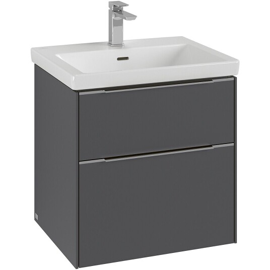 Villeroy & Boch  Subway 3.0 Servantskap m/2 skuffer 572x576x478 mm Grafitt Matt