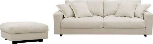 Valencia sofagruppe ekstra dyp 3 seters sofa + fotskammel i chenille Beige
