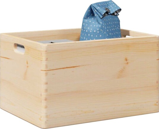 Trekasse med håndtak 40x30x23 cm heltre furu Trekasse med håndtak 40x30x23 cm heltre furu