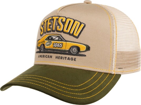 Stetson Muscle Car Heritage Trucker Cap Beige/Green OSFA Stetson Muscle Car Heritage Trucker Cap Beige/Green OSFA