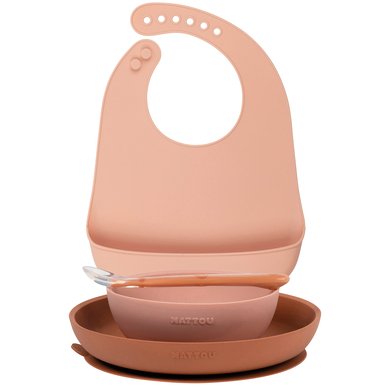 Nattou Eating Learning Set + Bib Pink