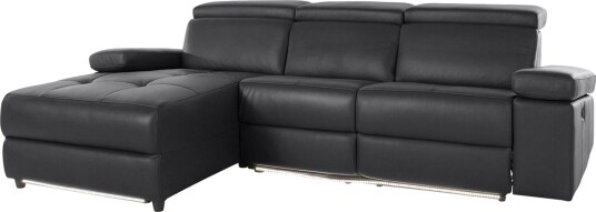 Hjørnesofa 3 seter Rayland Svart PU Venstre Manuell Recliner Svart PU Venstre Manuell Recliner