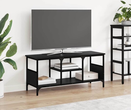 TV skap Svart Eik 100 x 35 x 45 cm Ingeniørtre og jern TV skap Svart Eik 100 x 35 x 45 cm Ingeniørtre og jern