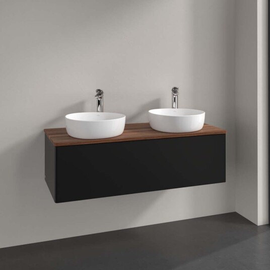 Villeroy & Boch Antao Servantskap med 1 skuff 120x50x36 cm m/lys Sort Matt/Valnøtt Villeroy & Boch Antao Servantskap med 1 skuff 120x50x36 cm m/lys Sort Matt/Valnøtt