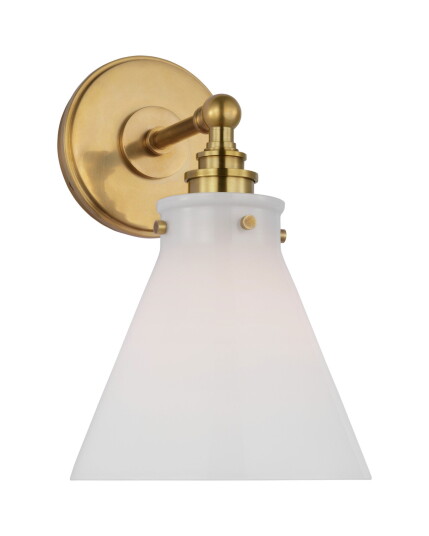 Visual Comfort Parkington Small Single Wall Light Antique Brass/White glass