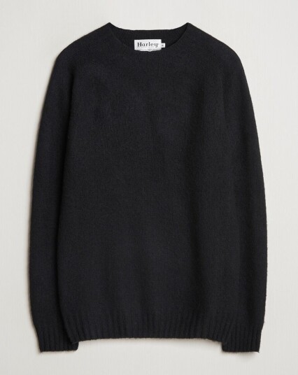 Harley Of Scotland Brushed Supersoft Lambswool Crewneck Black Harley Of Scotland Brushed Supersoft Lambswool Crewneck Black