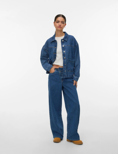 Vero Moda Vmjamie Ls Denim Shacket Mix Ga Noos Blue L