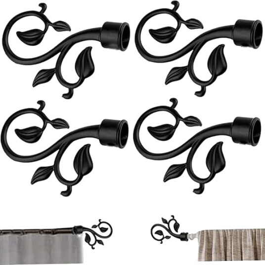 4 stk gardin dekorative 4 stk gardin dekorative stang/stang endeknotter ender hoder lokk stangsett svart gardinstang d,a