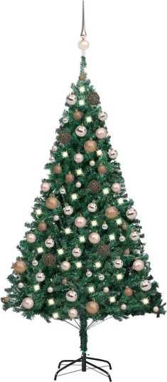 vidaXL Kunstig juletre med LED og kulesett 180 cm PVC grønn
