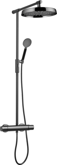 Tapwell ARM300 Takdusj med trykk- og termostatstyrt dusjbatteri-Black Chrome
