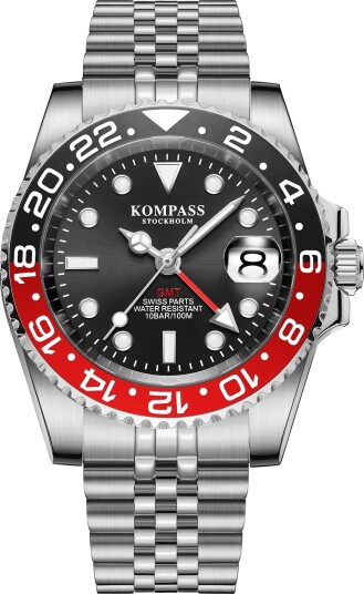 Kompass GMT Professional Jubilee Sapphire Steel Black Red
