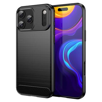 iPhone 17 Pro Max Børstet TPU deksel   karbonfiber   svart