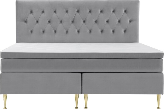 Royal Velvet Komplett Sengepakke 210x210 cm Lysegrå Fløyel/Høye Gullben