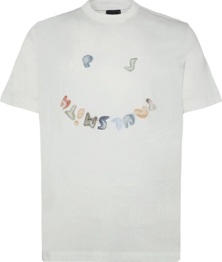 PS Paul Smith Mens Reg Fit T Shirt Happy   White   XL