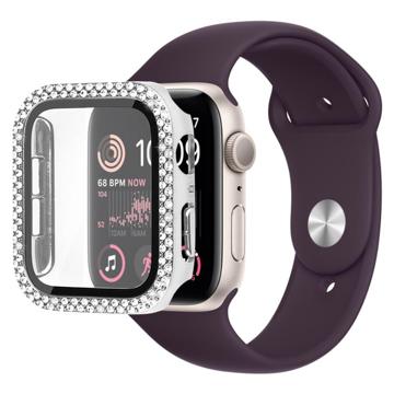Rhinestone Dekorative Apple Watch SE (2022)/SE/6/5/4 Deksel med Skjermbeskytter - 40mm - Sølv