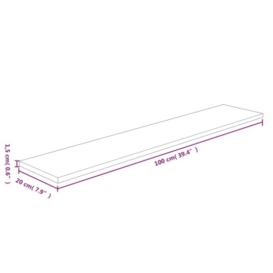 Hylleplate 100x20x1,5 cm ubehandlet heltre eik 8720286929162