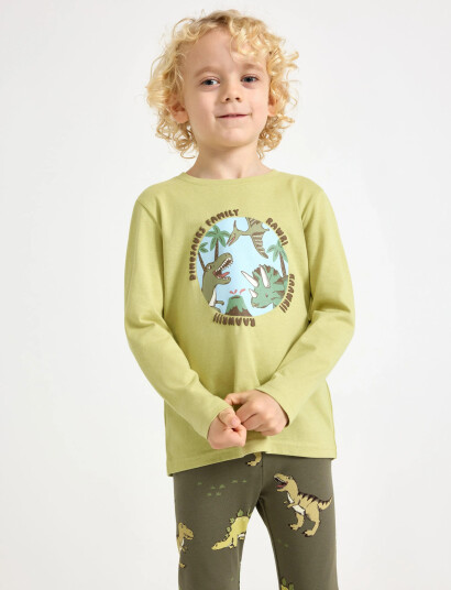 Lindex Top Ls Dino 2 Pack Beige 104 Lindex Top Ls Dino 2 Pack Beige 104