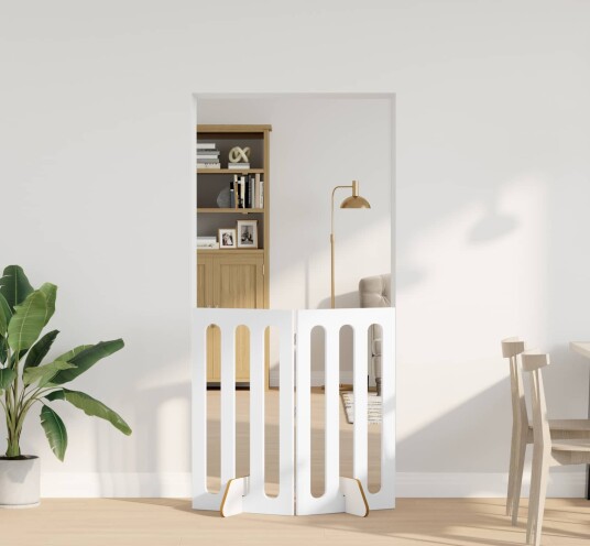 Vidaxl Folding Pet Fence 2 Stk. Hvit 100.5 X 38 X 90 cm Konstruert Tre