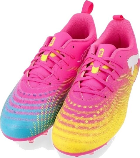 PUMA Future 9 Play MG Showtime Poison Pink/Solstrøm/Bright Aqua/PUMA White Barn Multi Ground (MG) størrelse 38 PUMA Future 9 Play MG Showtime Poison Pink/Solstrøm/Bright Aqua/PUMA White Barn Multi Ground (MG) størrelse 38
