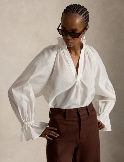 Polo Ralph Lauren Cotton Silk Organdy Shirt White M