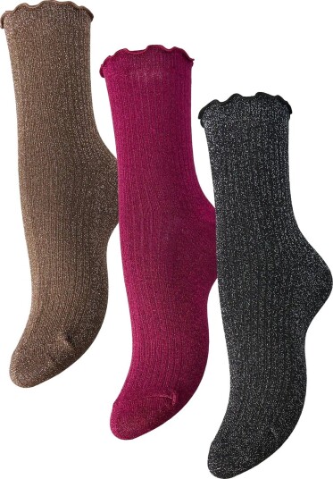 Pieces Pcsebby Frill Sock 3 Pack Box Bc Mxm   WINETASTING   One Size