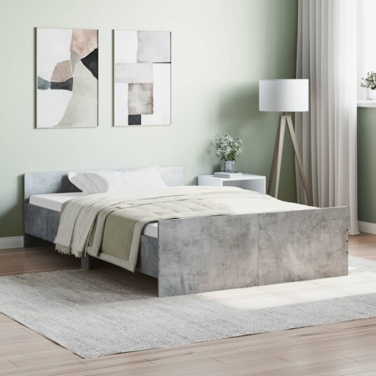 vidaXL Sengeramme med hode- og fotgavl betonggrå 120x200 cm 8721012156999