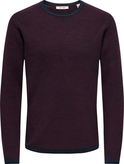 ONLY & SONS Onseric Reg 12 Struc Crew Knit Noos Burgundy XXL
