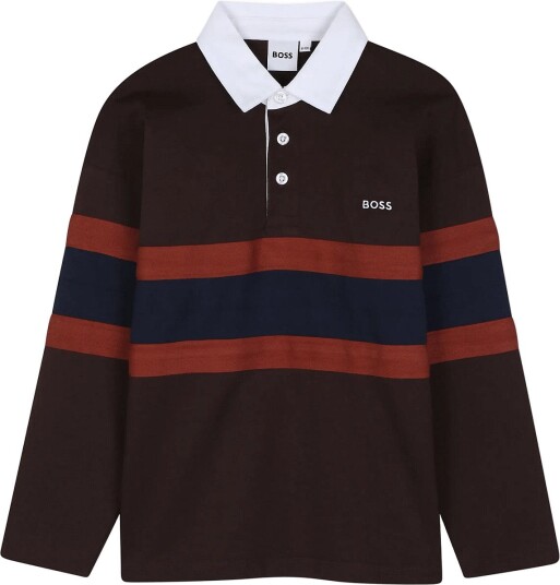 BOSS Long Sleeve Polo Brown 176