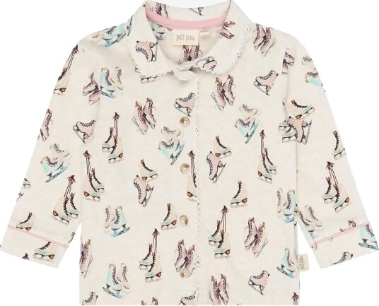 Petit Piao Ppblizz Girls Pyjamas Set EGGNOG MELANGE ICE SKATE AOP 116 Petit Piao Ppblizz Girls Pyjamas Set EGGNOG MELANGE ICE SKATE AOP 116